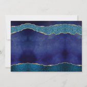 Elegantes Navy Blue & Gold Agate Wedding Foto Save The Date (Rückseite)