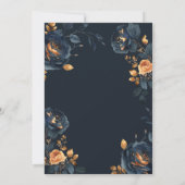 Elegantes Navy Blue Gold Blume Brautparty Einladung (Rückseite)