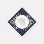 Elegantes Navy Blue Gold Greenery Brautparty Serviette (Ecke)