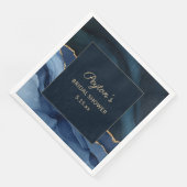 Elegantes Navy Blue Gold Marmor Brautparty Paper Serviette (Ecke)