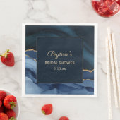 Elegantes Navy Blue Gold Marmor Brautparty Paper Serviette (Beispiel)