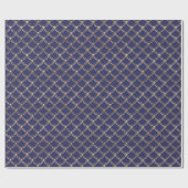 Elegantes Navy Blue Gold Scallop Muster Geschenkpapier (Flach)