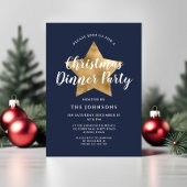 Elegantes Navy Blue Gold Star Weihnachtsabend Part Einladung
