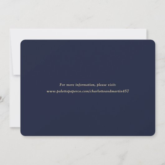 Elegantes Navy Blue Gold Wedding Foto Save the Dat Date (Rückseite)