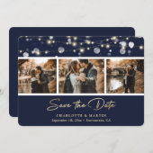 Elegantes Navy Blue Gold Wedding Foto Save the Dat Save The Date (Vorne/Hinten)