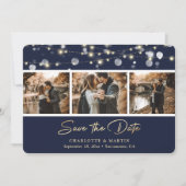 Elegantes Navy Blue Gold Wedding Foto Save the Dat Save The Date (Vorderseite)