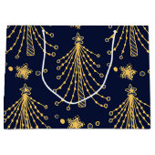 Elegantes Navy Blue Gold Weihnachtsbaum Star Muste Große Geschenktüte (Vorderseite)