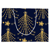 Elegantes Navy Blue Gold Weihnachtsbaum Star Muste Große Geschenktüte (Rückseite)