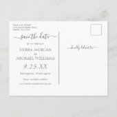 Elegantes Navy Blue Golden Foliage Save the Date Ankündigungspostkarte (Rückseite)