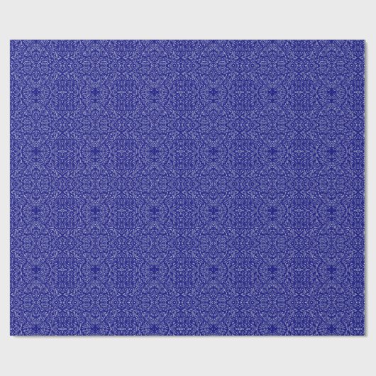 Elegantes Navy Blue & Gray Damask Muster Geschenkpapier (Flach)