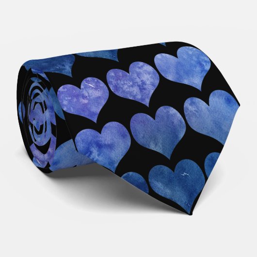 Elegantes Navy Blue Heart Pattern Krawatte (Gerollt)