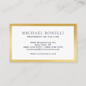 Elegantes Navy Blue Leather Gold Label Beruflich Visitenkarte (Rückseite)