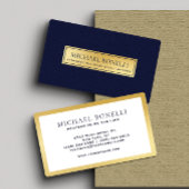 Elegantes Navy Blue Leather Gold Label Beruflich Visitenkarte