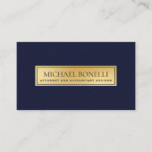 Elegantes Navy Blue Leather Gold Label Beruflich Visitenkarte (Vorderseite)