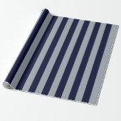 Elegantes Navy Blue Light Blue Striping Muster Geschenkpapier (Ungerollt)