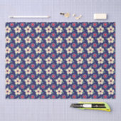 Elegantes Navy Blue mit Cream-Blume Seidenpapier (Handwerk)