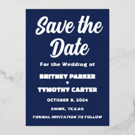 Elegantes Navy Blue Modern QR Code Foto Folieneinladung