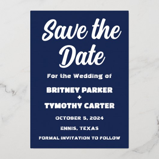 Elegantes Navy Blue Modern QR Code Foto Folieneinladung (Vorderseite)