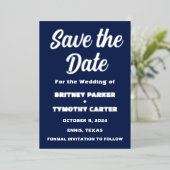 Elegantes Navy Blue Modern QR Code Foto Folieneinladung (Stehend vorne)