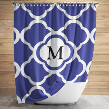 Elegantes Navy Blue Muster Monogramm