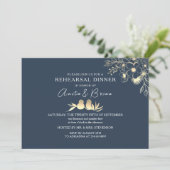 Elegantes Navy Blue Probe Dinner Einladung (Stehend Vorderseite)