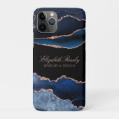 Elegantes Navy Blue Rose Gold Agate Black Business Case-Mate iPhone Hülle (Rückseite)