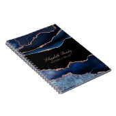 Elegantes Navy Blue Rose Gold Agate Geode Business Notizblock (Rechte Seite)