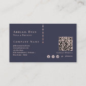 Elegantes Navy Blue Rose Gold Glitzer Monogram Visitenkarte (Rückseite)