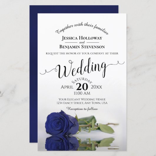 Elegantes Navy Blue Rose HAUSHALT für Hochzeiten (Vorne/Hinten)