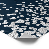 Elegantes Navy Blue Silver Confetti Brautparty Poster (Ecke)