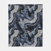 Elegantes Navy Blue & Silver Glitzer Agate Pattern Fleecedecke (Vorderseite)