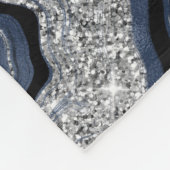 Elegantes Navy Blue & Silver Glitzer Agate Pattern Fleecedecke (Ecke)