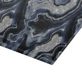 Elegantes Navy Blue & Silver Glitzer Agate Pattern Schneidebrett (Ecke)