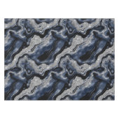 Elegantes Navy Blue & Silver Glitzer Agate Pattern Tischdecke (Vorderseite (Horizontal))