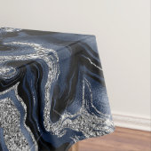Elegantes Navy Blue & Silver Glitzer Agate Pattern Tischdecke (Beispiel)