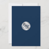 Elegantes Navy Blue & Silver Script Company Party Einladung (Rückseite)