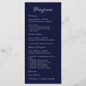 Elegantes Navy Blue & Silver Script Hochzeitsprogr Programm (Rückseite)