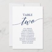 Elegantes Navy Blue Tischnummer 2 Seating Chart (Vorderseite)