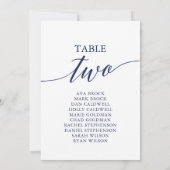 Elegantes Navy Blue Tischnummer 2 Seating Chart (Rückseite)