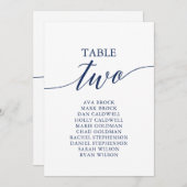 Elegantes Navy Blue Tischnummer 2 Seating Chart (Vorne/Hinten)