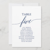 Elegantes Navy Blue Tischnummer 5 Seating Chart (Vorderseite)