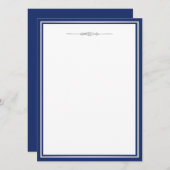 Elegantes Navy Blue und Silver Invitation Template Einladung (Vorne/Hinten)