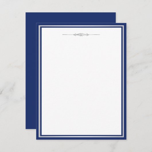 Elegantes Navy Blue und Silver Invitation Template Einladung (Vorne/Hinten)