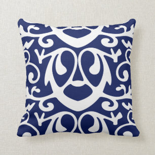 Elegantes Navy Blue und White Throw Kissen