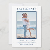 Elegantes Navy Blue Wedding Foto Save The Date (Vorderseite)