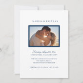 Elegantes Navy Blue Wedding Foto Save The Date (Rückseite)