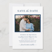 Elegantes Navy Blue Wedding Foto Save The Date (Vorderseite)