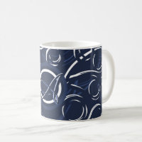 Elegantes Navy Blue & White Mit Monogramm Pattern