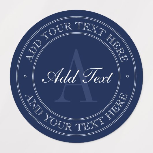 Elegantes Navy Blue & White Monogram wasserdicht Etiketten (Design 1)