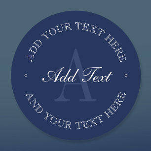Elegantes Navy Blue & White Monogram wasserdicht Etiketten
